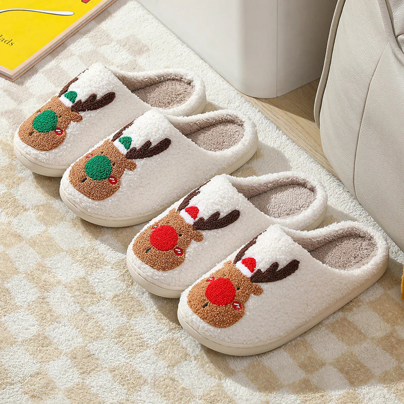 Christmas Shoes Winter Home Slippers Elk Soft Cozy Bedroom Slipper Slip on House Shoes