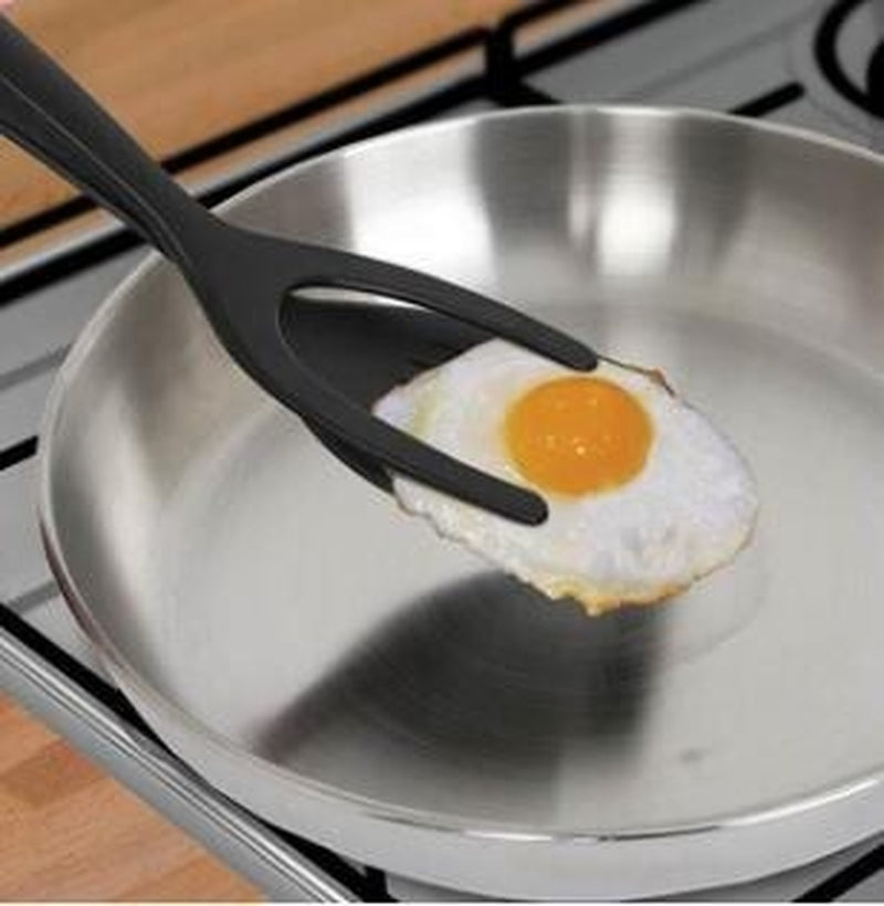 2 in 1 Grip and Flip Tongs Egg Spatula Tongs Clamp Pancake Fried Egg French Toast Omelet Overturned Kitchen Accessories