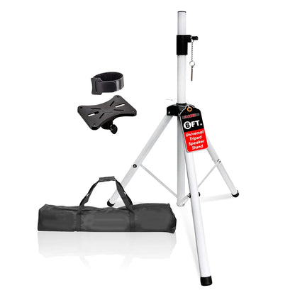 5Core Speaker Stand Tripod Tall Adjustable 72 Inch DJ Pole Mount Studio Monitor Stands WHITE