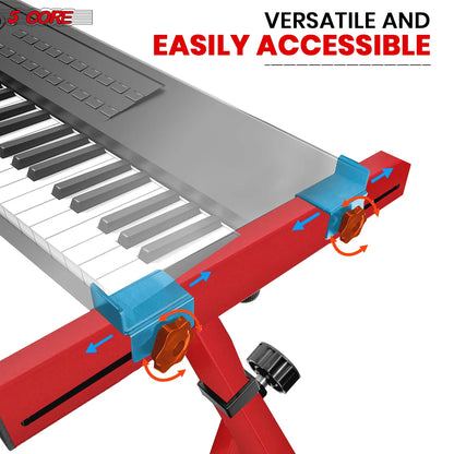 5Core Keyboard Stand Z Style Heavy Duty Sturdy Piano Riser Height Adjustable Holder RED