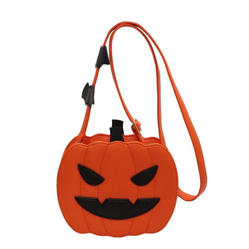 2023 Halloween Bags Funny Pumpkin Cartoon Shoulder Crossbody Bag with Bat Personalized Creative Female Bag