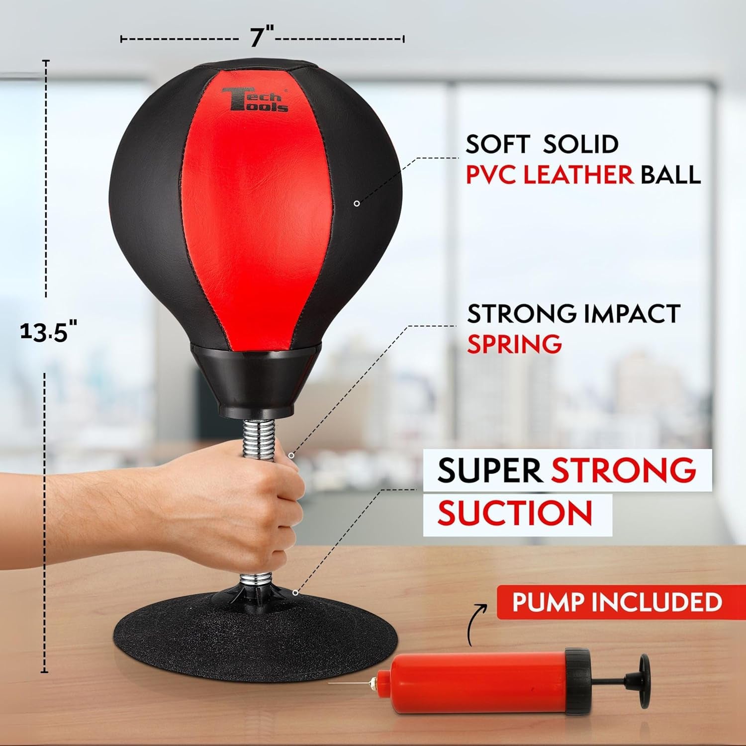 Desktop Punching Bag - Suctions to Your Desk, Heavy Duty Stress Relief Boxing Bag, Cool Stuff for Office, White Elephant Gifts for Boss or Coworker