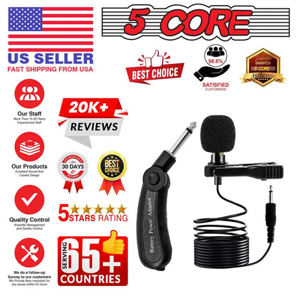 5Core Lavalier Microphone Clip on Professional Grade 3.5Mm Lav Lapel Mic Omnidirectional