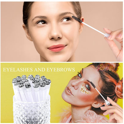 20Pcs Eyelash Brush Lash Wand Makeup Tool Eyelash Extension Supplies Cleaning Brush Diamond Mascara Foil Black