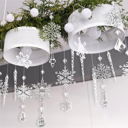 10Pcs Christmas Tree Hanging Pendants Acrylic Ice Strip Snow Ceiling Xmas Ornaments New Year Christmas Decoration Home Decor