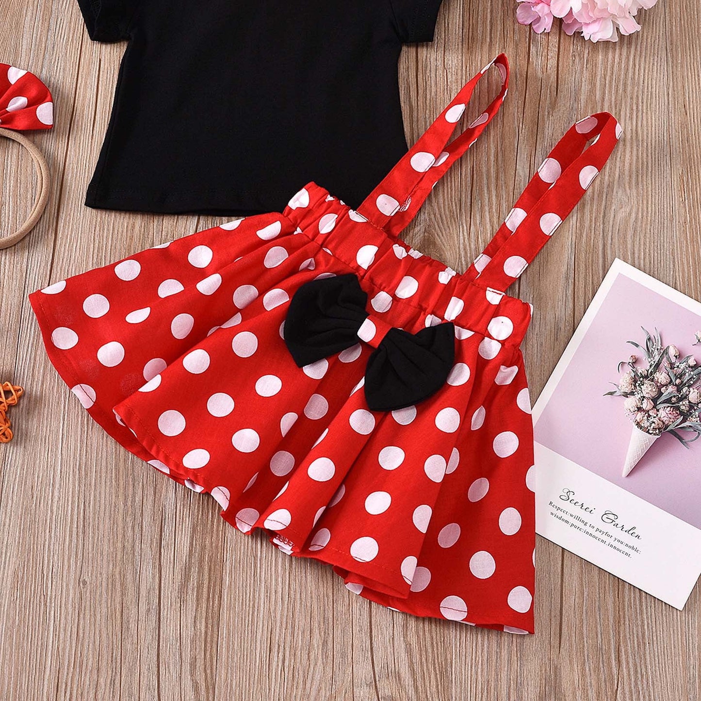 Girls Dresses Baby Girl Clothes Infant Toddler Dots Bow-Knot Dress Headband 3Pc Outfit Set