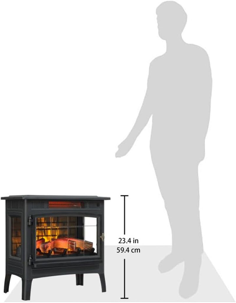 Freestanding Electric Fireplace Stove Heater with 3D Flame Effect for 1,000 Sq. Ft, Bronze