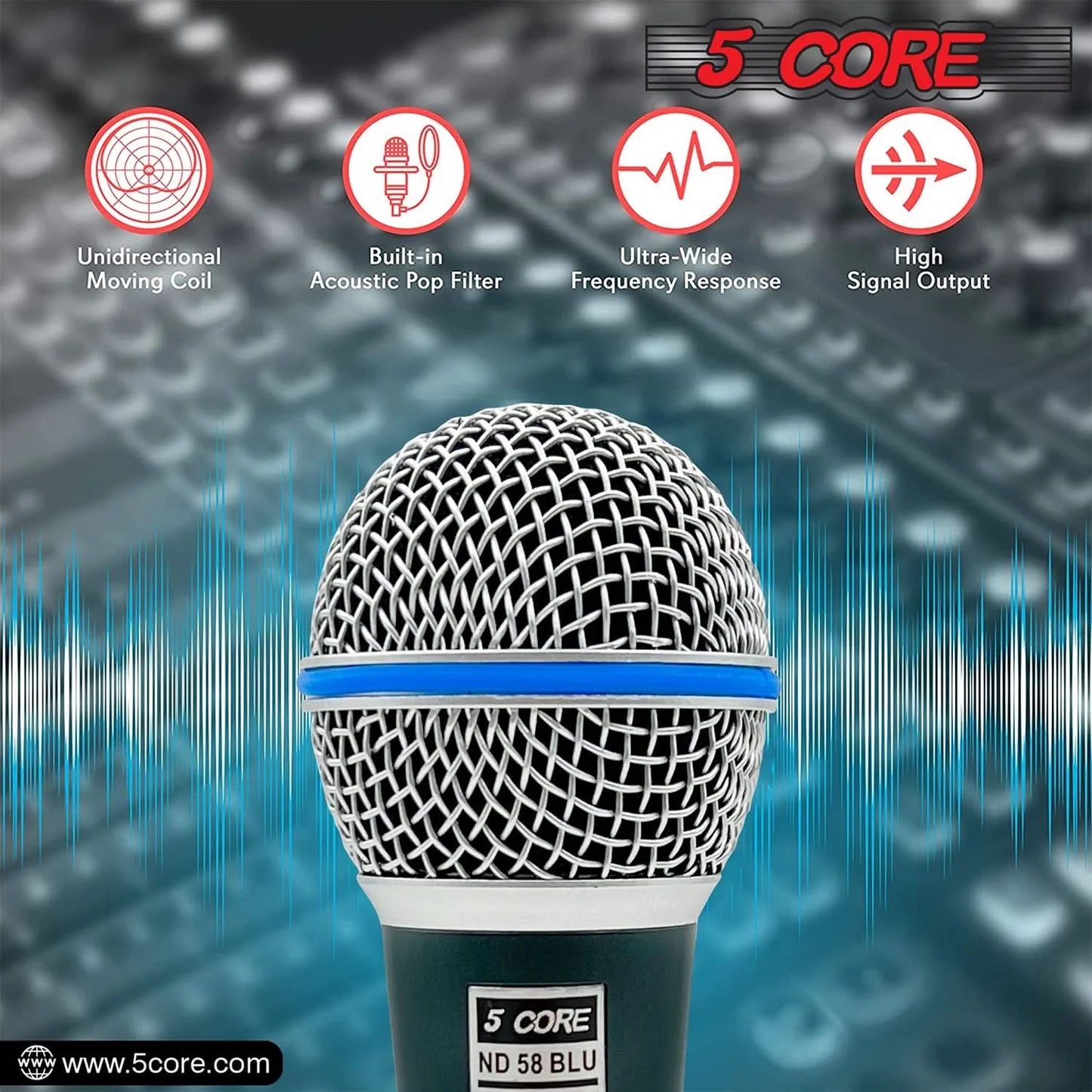 5Core XLR Microphone Dynamic Mic Karaoke Singing Studio Microfono Handheld Mics