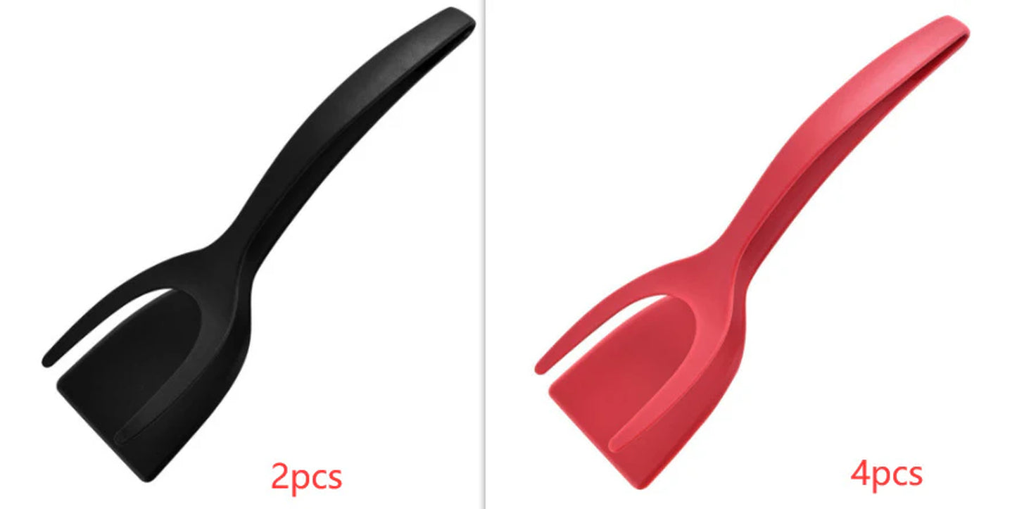 2 in 1 Grip and Flip Tongs Egg Spatula Tongs Clamp Pancake Fried Egg French Toast Omelet Overturned Kitchen Accessories