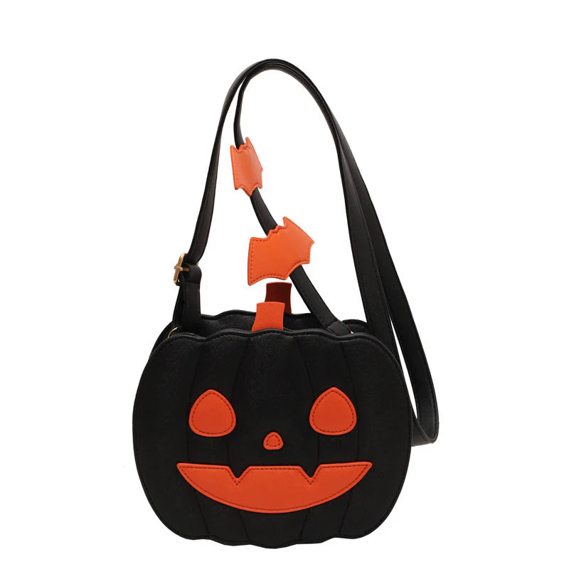 2023 Halloween Bags Funny Pumpkin Cartoon Shoulder Crossbody Bag with Bat Personalized Creative Female Bag