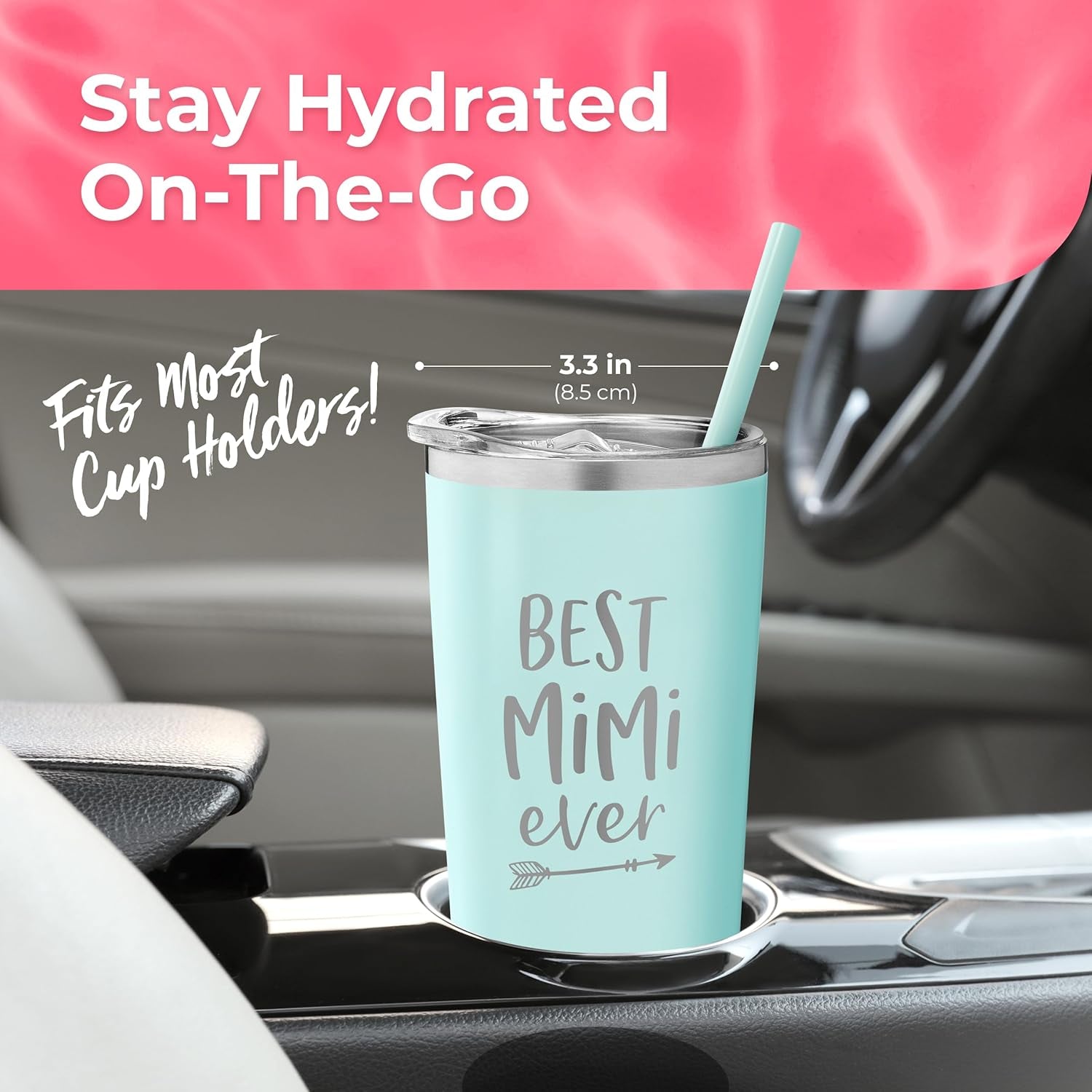 Best Mimi Ever Insulated Tumbler Cup with Straw and Lid - Coffee Mug Gift for Grandma - World'S Best Mimi Gift from Grandkids for Birthday - New Mimi Tumbler - Grandma, Mimi Gifts