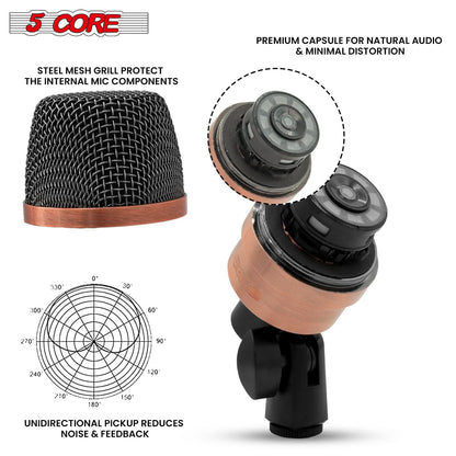 5Core Conga Mic Snare Tom Microphone Drum Kit Condenser XLR Instrument Mics Copper XP