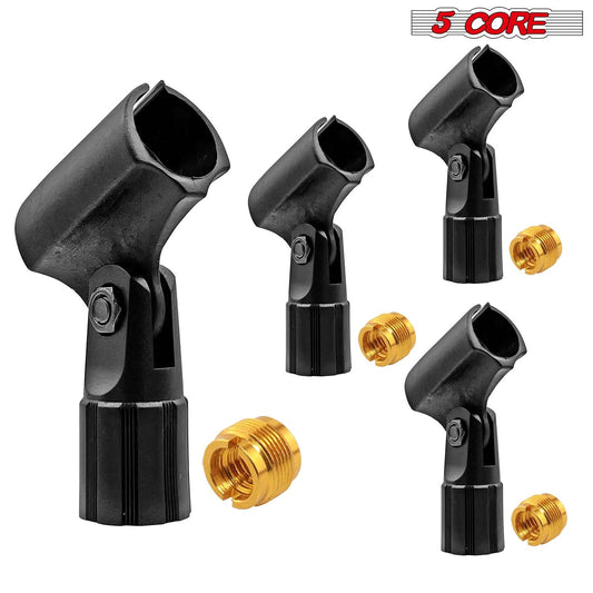 5 Core Microphone Clip Holder 4 Pieces with Screw Adapters 5/8 to 3/8 Inch