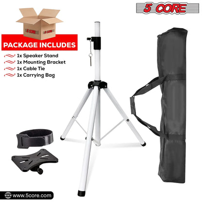 5Core Speaker Stand Tripod Tall Adjustable 72 Inch DJ Pole Mount Studio Monitor Stands WHITE