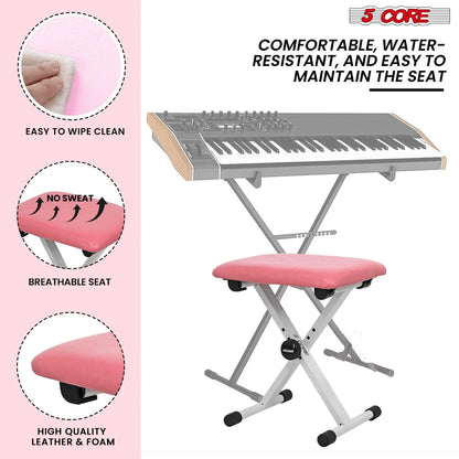 5 Core Keyboard Bench X Style Piano Stool Padded Adjustable Keyboards Chair