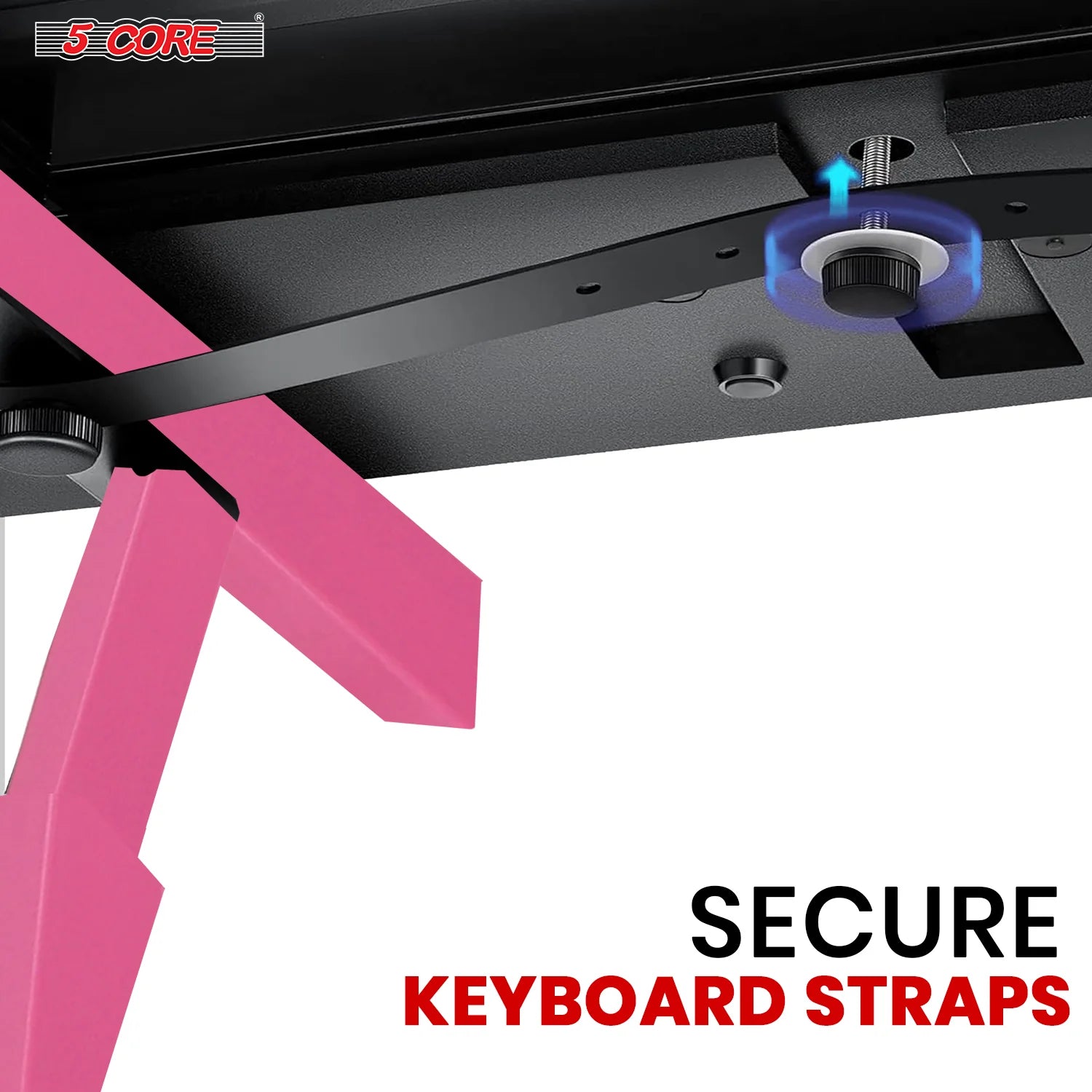 5Core Keyboard Stand Z Style Sturdy Adjustable Electric Piano Riser Holder with Wheels PINK