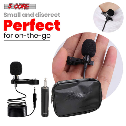 5Core Lavalier Microphone Professional Tiny Shirt Clip on Lapel Mic Mini Wearable Microfono